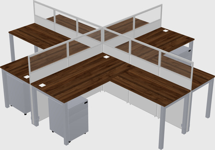 Shared l-shaped cubicles