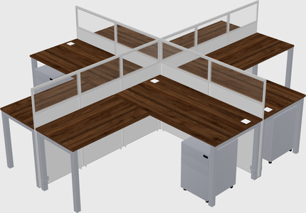 Shared l-shaped cubicles