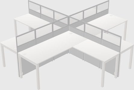 Shared l-shaped cubicles