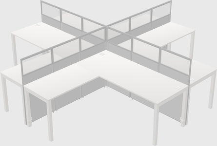 Shared l-shaped cubicles