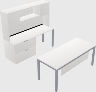 Parallel desk + file cabinet