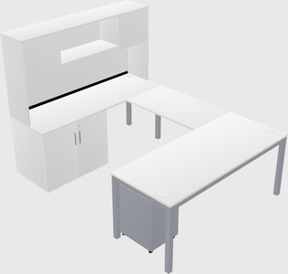 U-shaped desk + cabinet