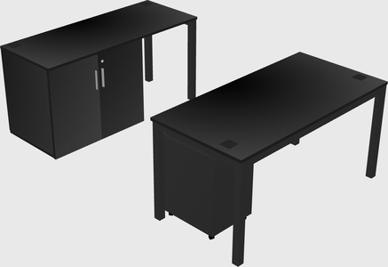 Parallel desk + cabinet