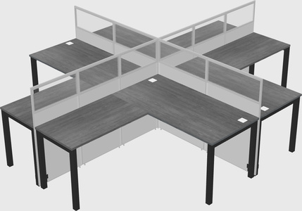 Shared l-shaped cubicles