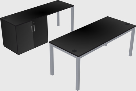 Parallel desk + cabinet