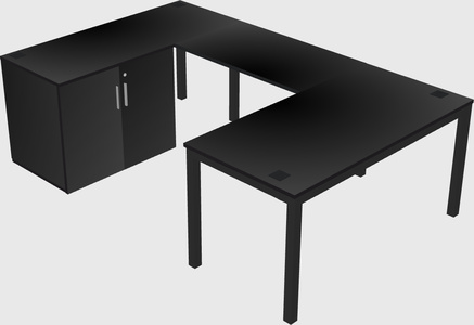 U-shaped desk + cabinet