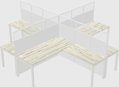 Shared l-shaped cubicles