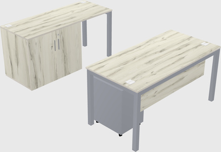 Parallel desk + cabinet
