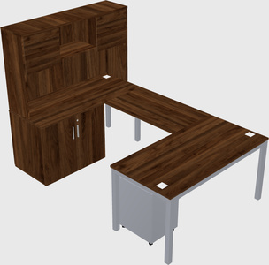 U-shaped desk + cabinet
