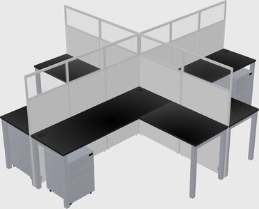 Shared l-shaped cubicles