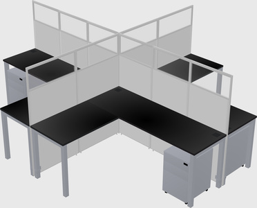 Shared l-shaped cubicles