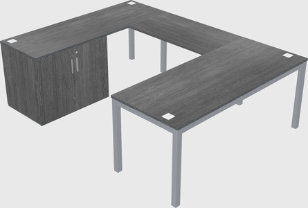U-shaped desk + cabinet