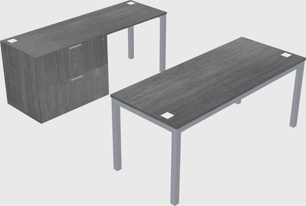 Parallel desk + file cabinet