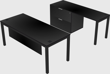 Parallel desk + file cabinet