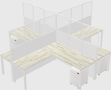 Shared l-shaped cubicles