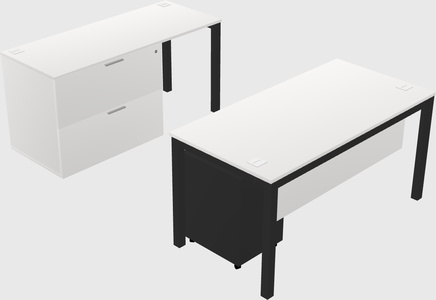 Parallel desk + file cabinet