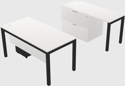 Parallel desk + file cabinet