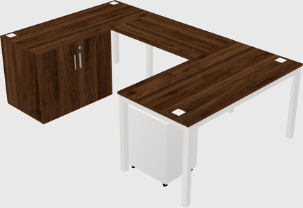 U-shaped desk + cabinet
