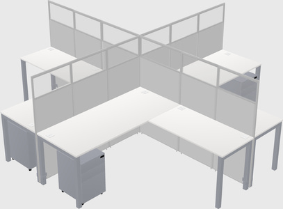 Shared l-shaped cubicles