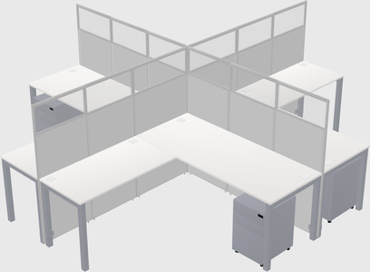 Shared l-shaped cubicles