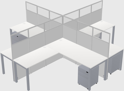 Shared l-shaped cubicles