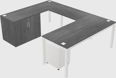U-shaped desk + cabinet