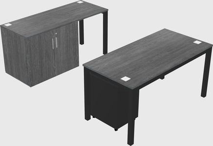 Parallel desk + cabinet
