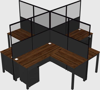 Shared l-shaped cubicles