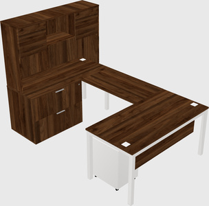 U-shaped desk + file cabinet