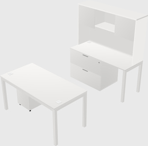 Parallel desk + file cabinet