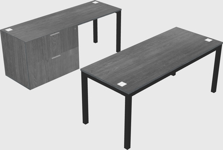 Parallel desk + file cabinet