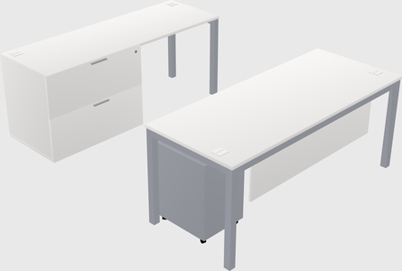 Parallel desk + file cabinet