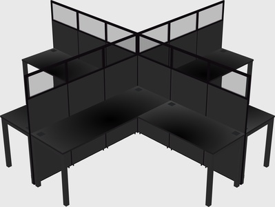 Shared l-shaped cubicles