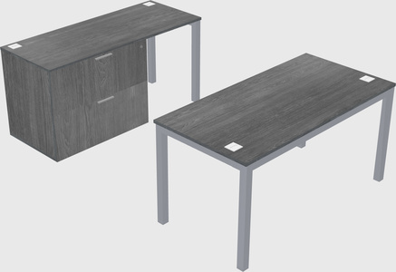 Parallel desk + file cabinet