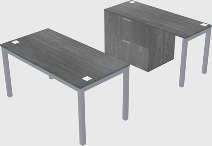 Parallel desk + file cabinet