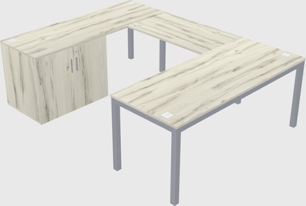 U-shaped desk + cabinet