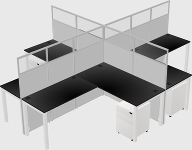 Shared l-shaped cubicles