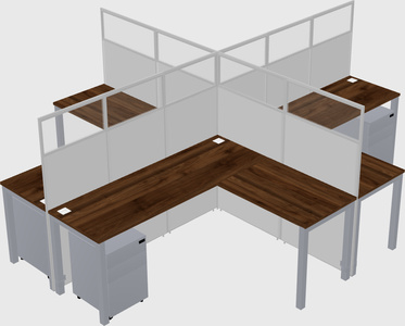 Shared l-shaped cubicles