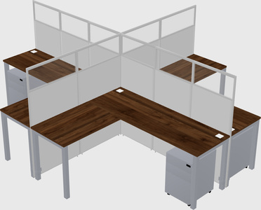 Shared l-shaped cubicles