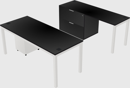 Parallel desk + file cabinet