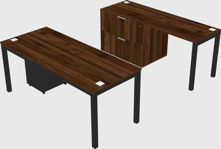 Parallel desk + file cabinet