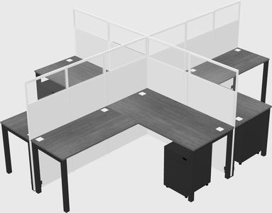 Shared l-shaped cubicles