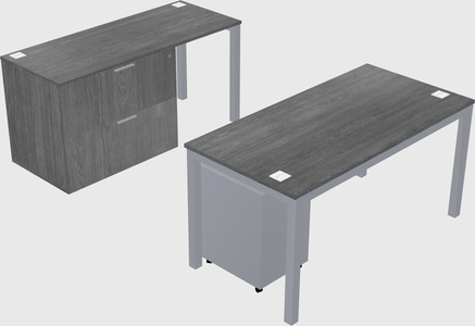 Parallel desk + file cabinet