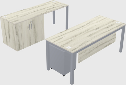 Parallel desk + cabinet