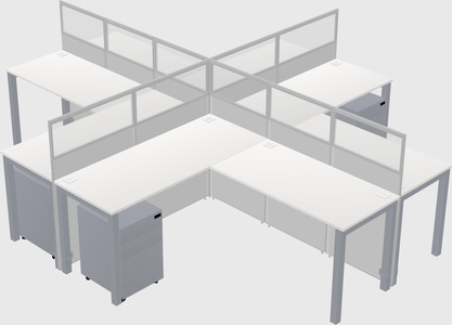 Shared l-shaped cubicles