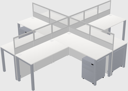Shared l-shaped cubicles