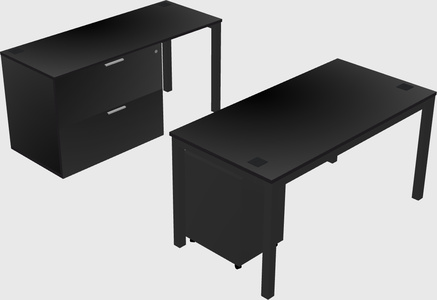 Parallel desk + file cabinet