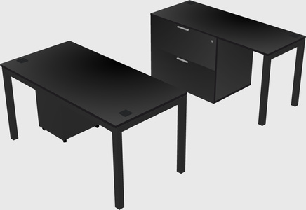 Parallel desk + file cabinet