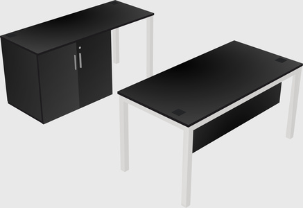 Parallel desk + cabinet
