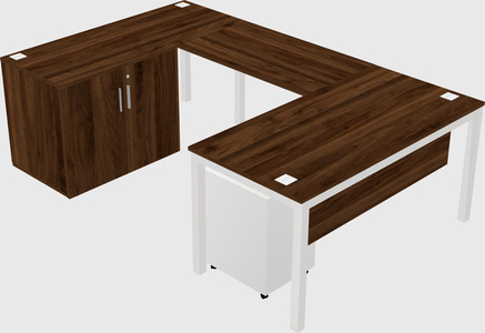 U-shaped desk + cabinet